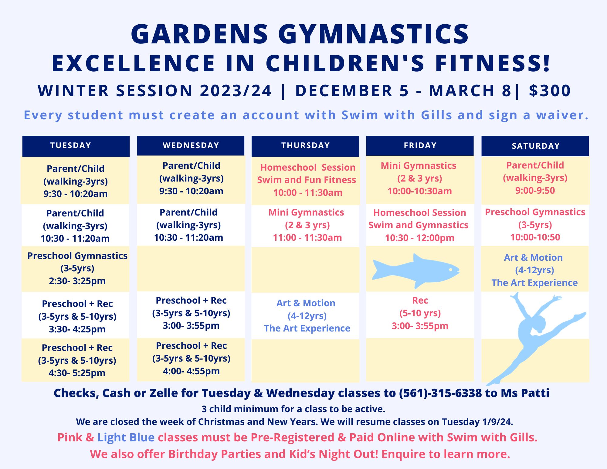 Gymnastic's Schedule Spring